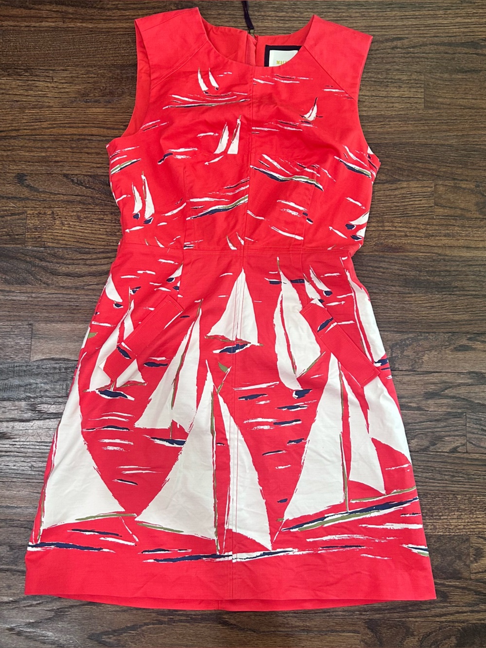 Maeve by Anthropologie Berru Poplin Sailboat Print Shift Dress Size 6 - Picture 3 of 14